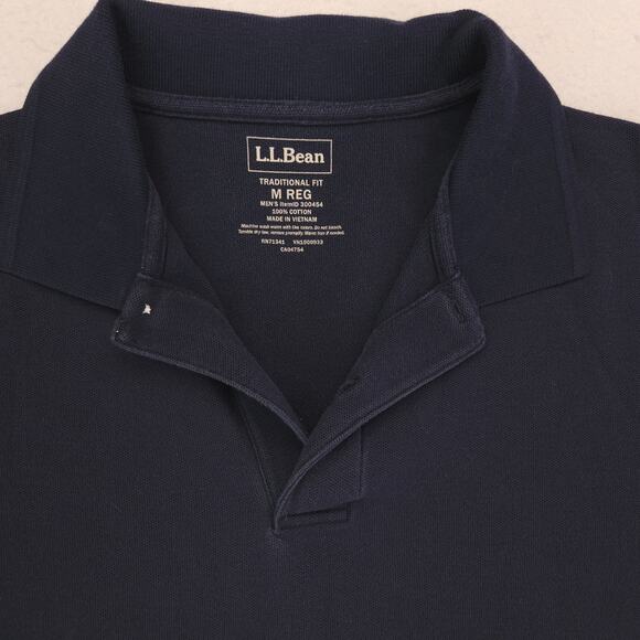 LL Bean Short Sleeve Pullover Polo Shirt Adult Mens Size Medium M Navy Blue - Picture 1 of 9
